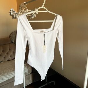 Aritzia White Square Neck Bodysuit
